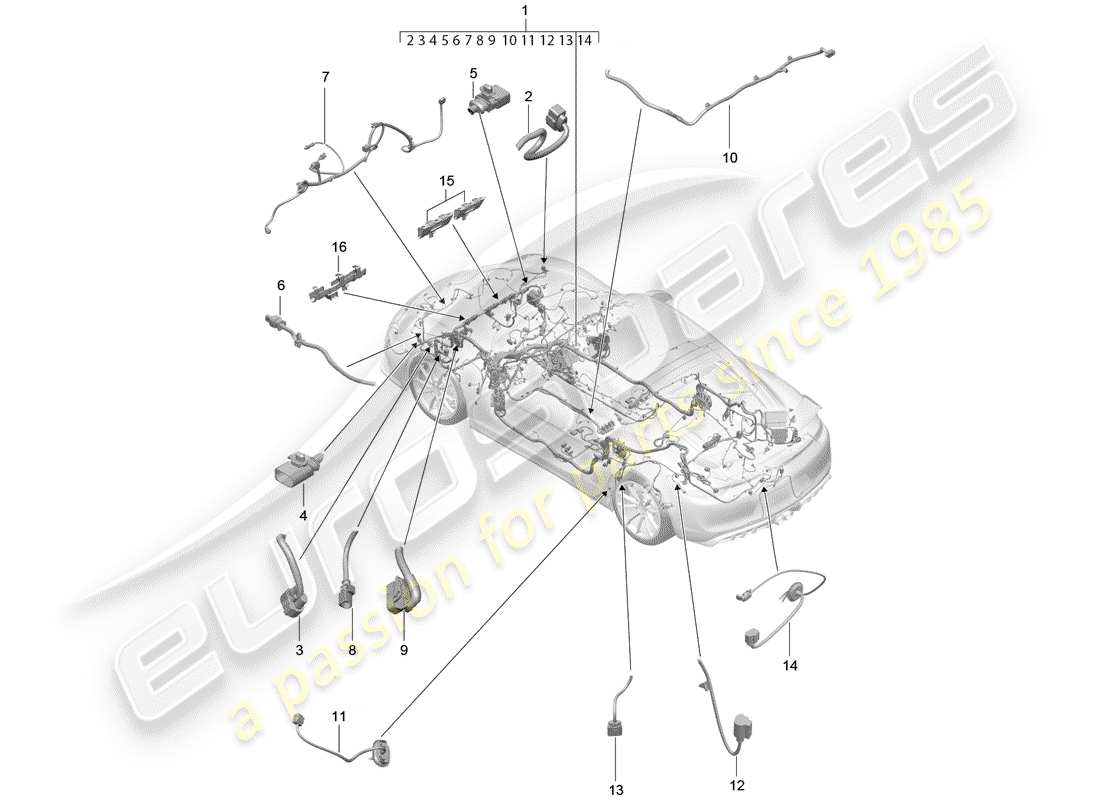 porsche cayman gt4 (2016) wiring harnesses parts diagram