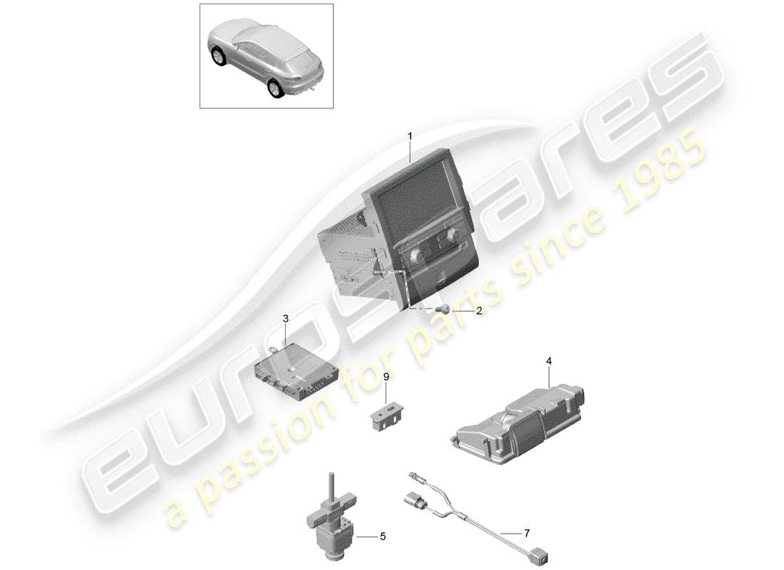 porsche 2014 (macan) operating unit part diagram
