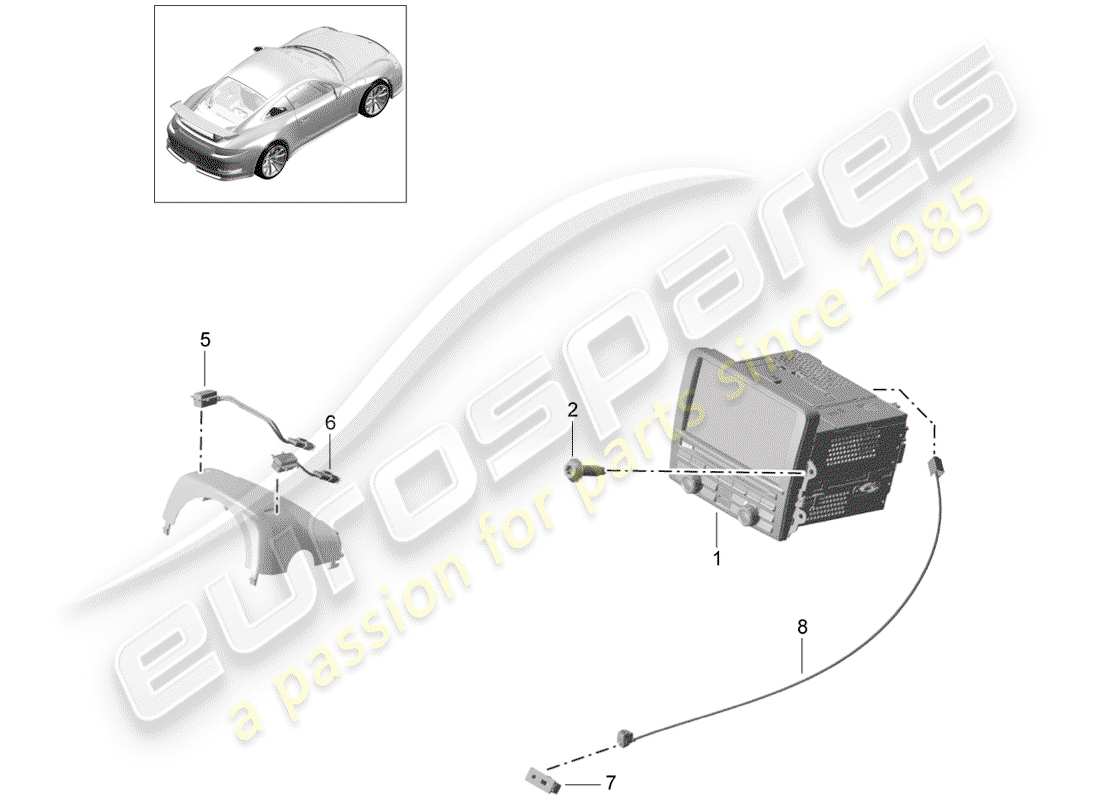 porsche 2019 (991-2 r/gt3/rs) operating unit part diagram