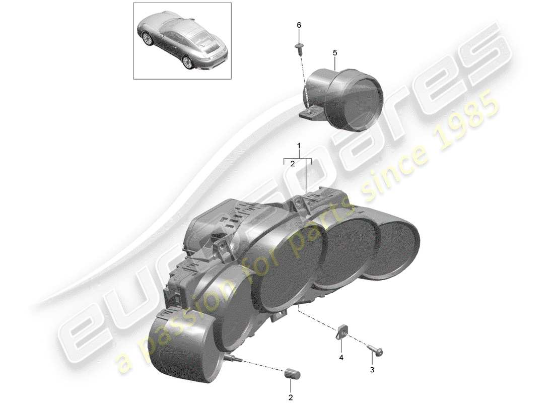 porsche 2019 (991-2) instrument cluster part diagram