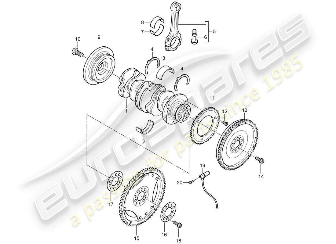 porsche 2010 (cayenne e1 9pa) crankshaft part diagram