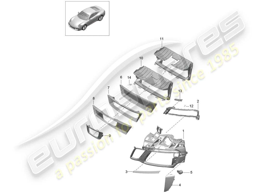 porsche 2018 (991-2) air duct parts diagram