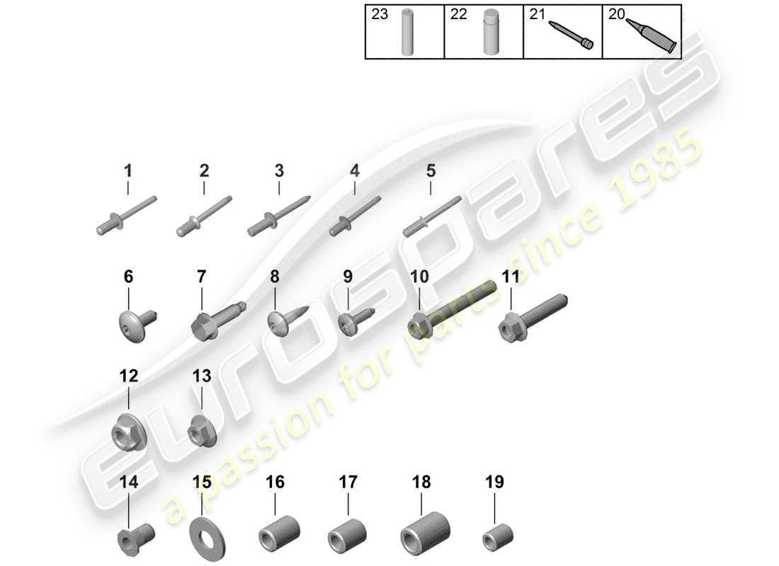 porsche 2020 (718 boxster spyder) fasteners parts diagram
