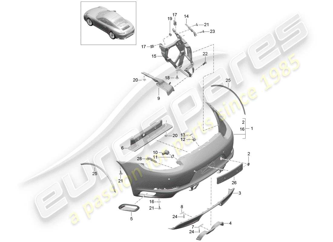 porsche 2017 (991-2) bumper part diagram