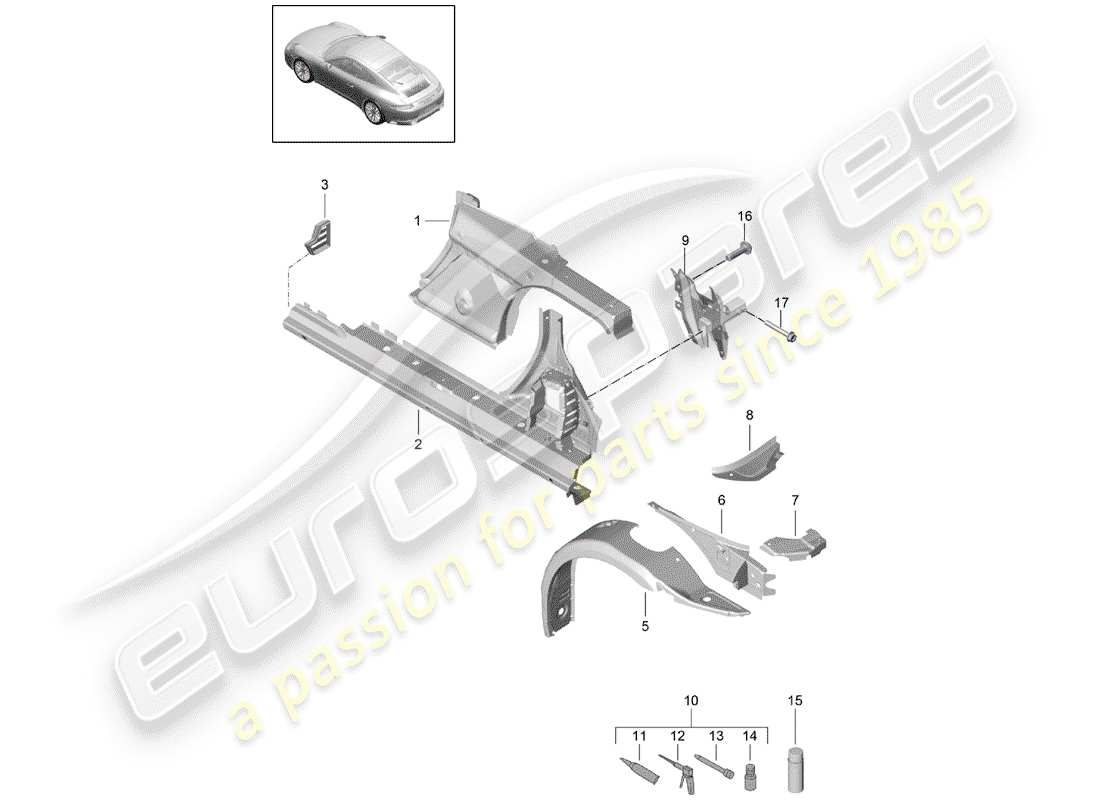 porsche 2019 (991-2) side panel part diagram