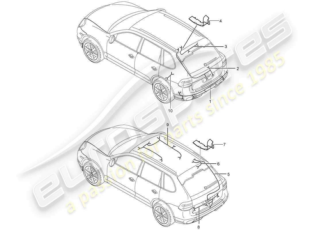porsche 2010 (cayenne e1 9pa) wiring harnesses part diagram