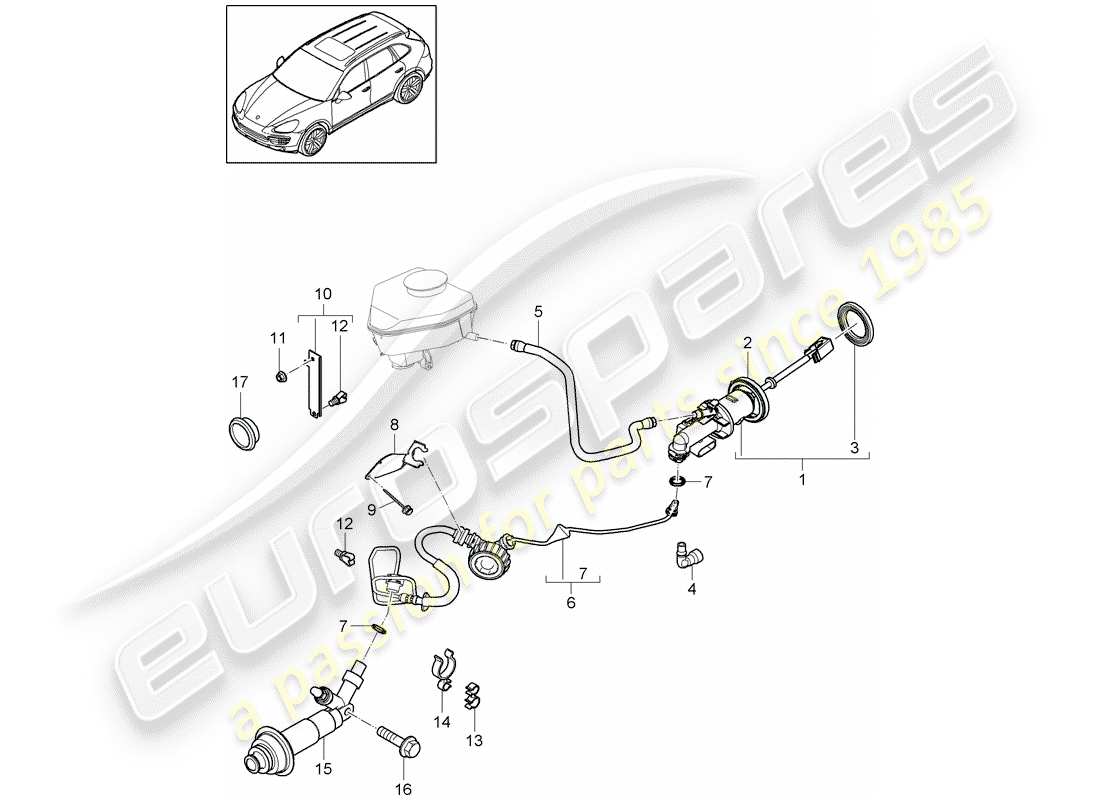 porsche 2013 (cayenne e2 92a) hydraulic clutch part diagram