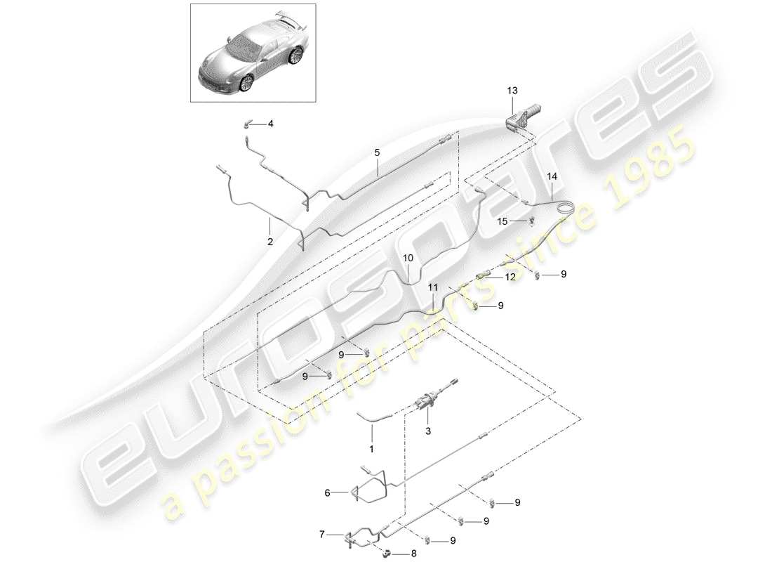porsche 2020 (991-2 r/gt3/rs) hydraulic clutch part diagram
