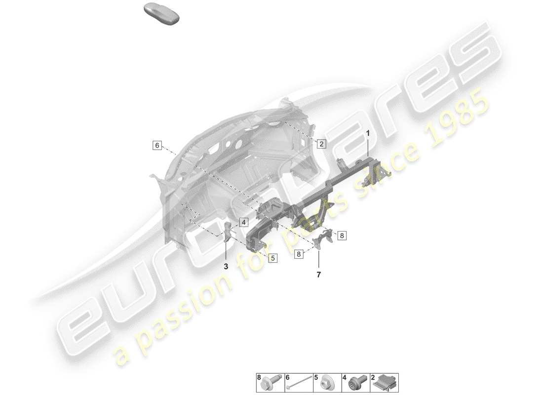 porsche 2019 (992-1) dashboard bracket part diagram