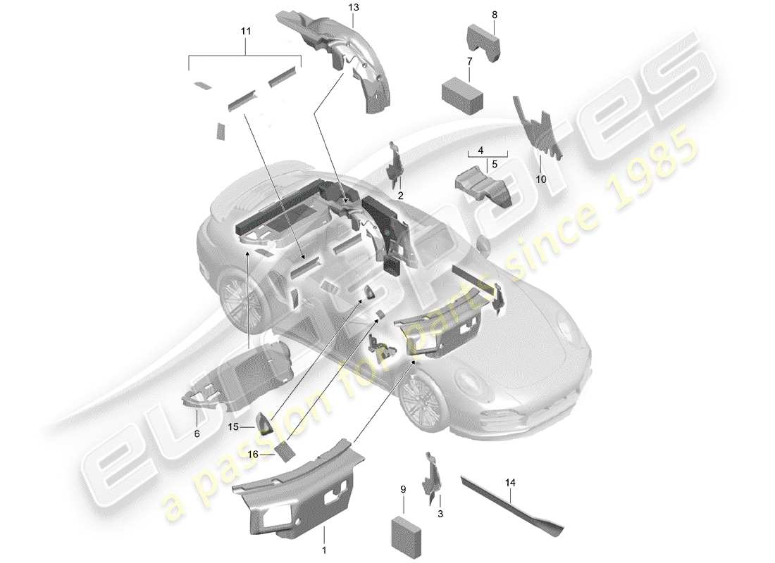 porsche 2020 (991-2 turbo) body shell part diagram