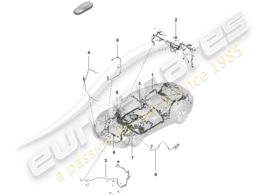 porsche 2020 (992-1) harness parts diagram