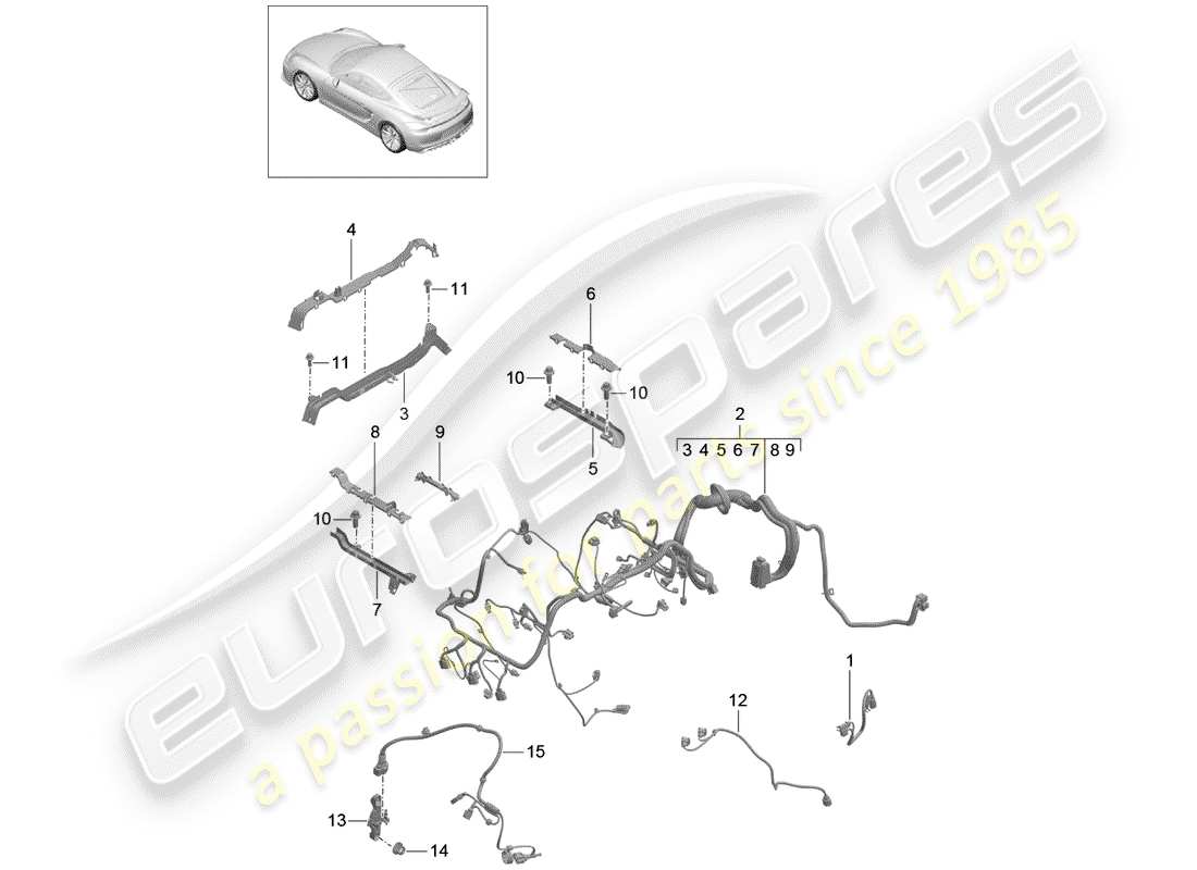 porsche 2016 (981 cayman gt4) wiring harnesses part diagram