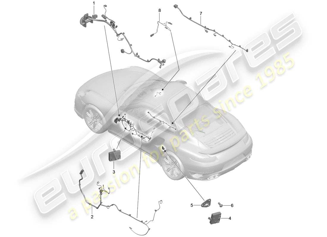 porsche 2020 (991-2 turbo) wiring harnesses part diagram
