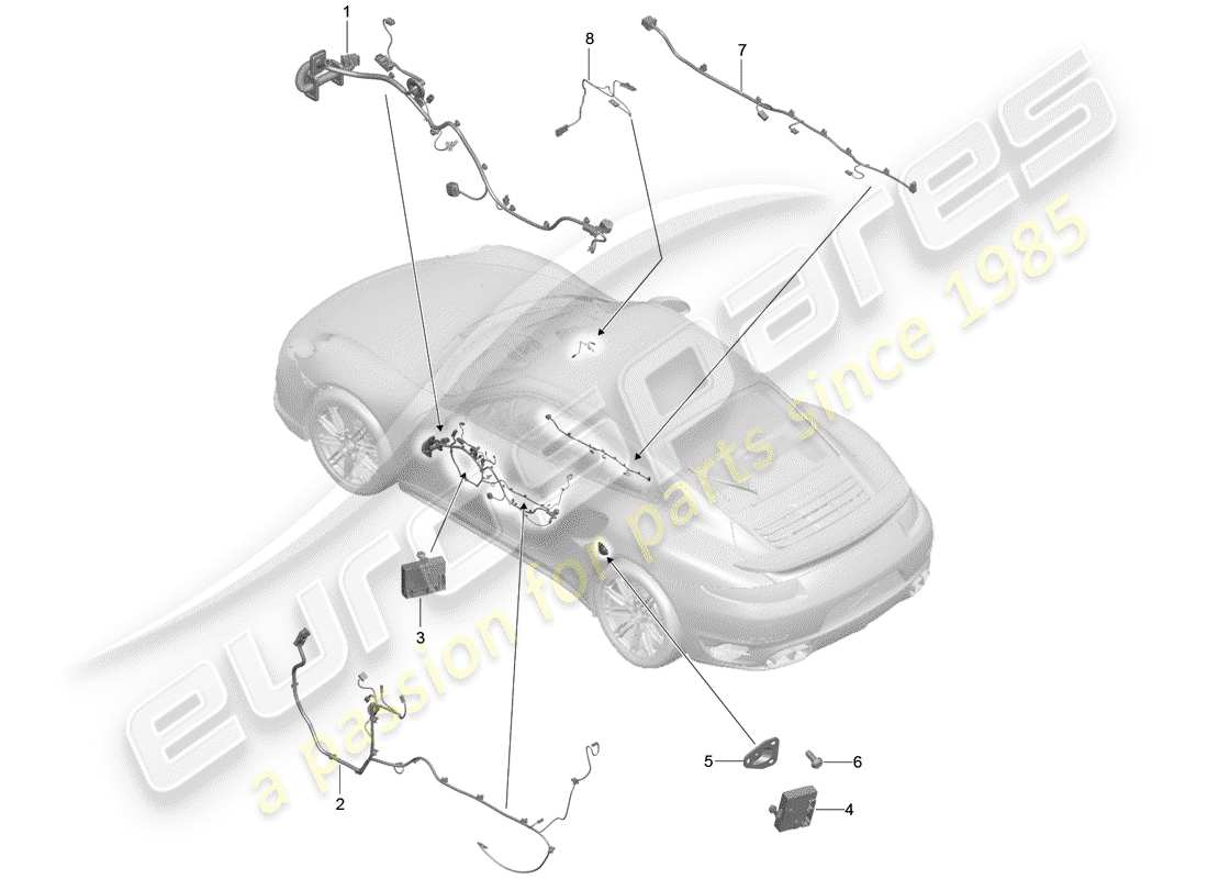 porsche 991 turbo (2020) wiring harnesses part diagram
