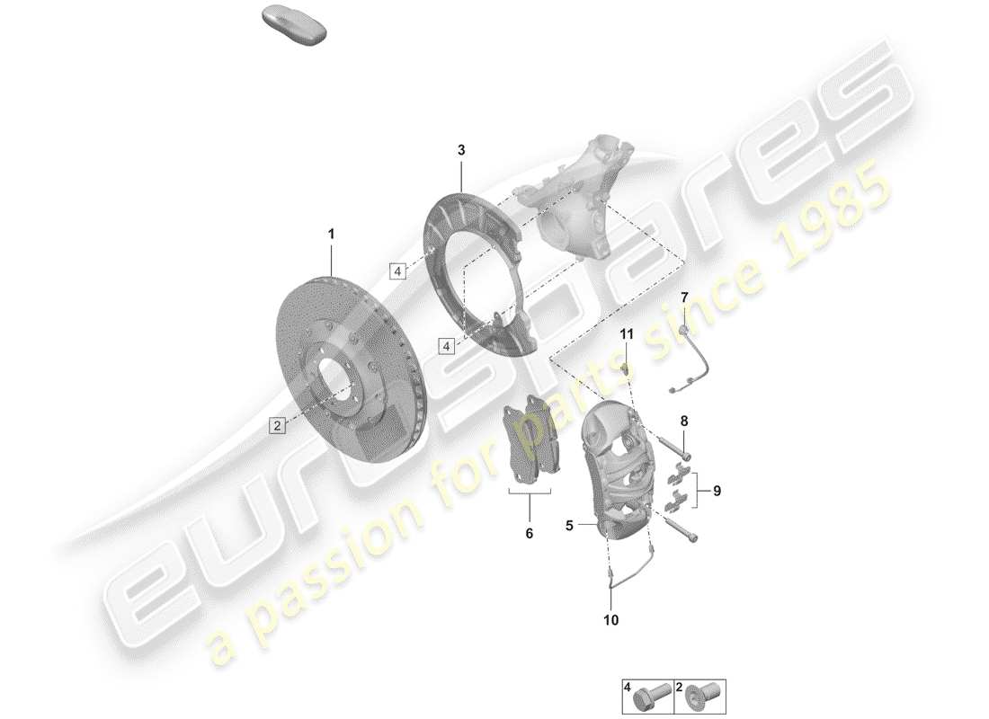porsche 2020 (992-1) disc brakes parts diagram