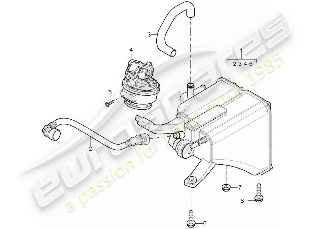 porsche 2010 (cayenne e1 9pa) evaporative emission canister part diagram