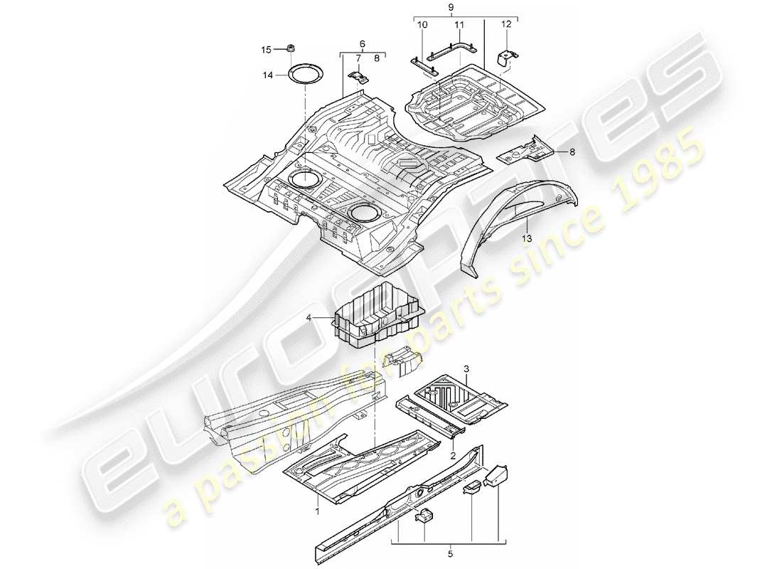 porsche 2003 (cayenne e1 9pa) floor plates part diagram