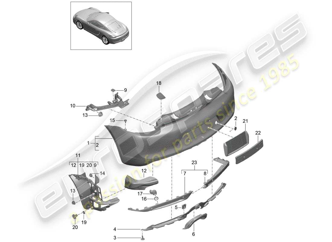 porsche 2015 (981 cayman) bumper part diagram
