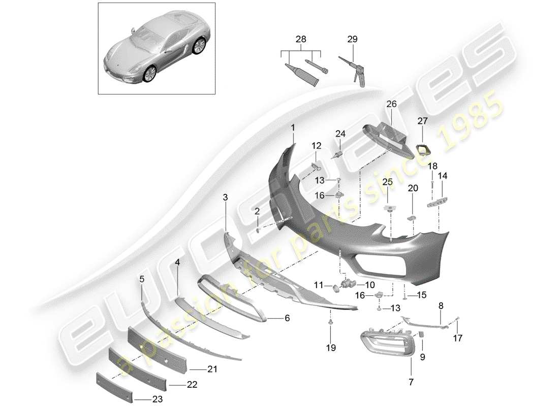 porsche cayman 981 (2014) bumper part diagram