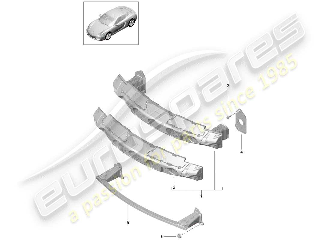 porsche 2014 (981 cayman) bumper bracket part diagram