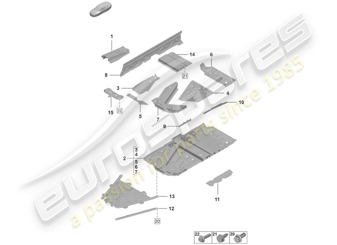 porsche 2019 (992-1) floor pan part diagram
