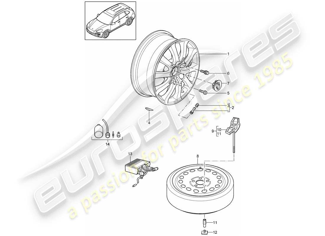 porsche cayenne e2 (2013) wheels part diagram