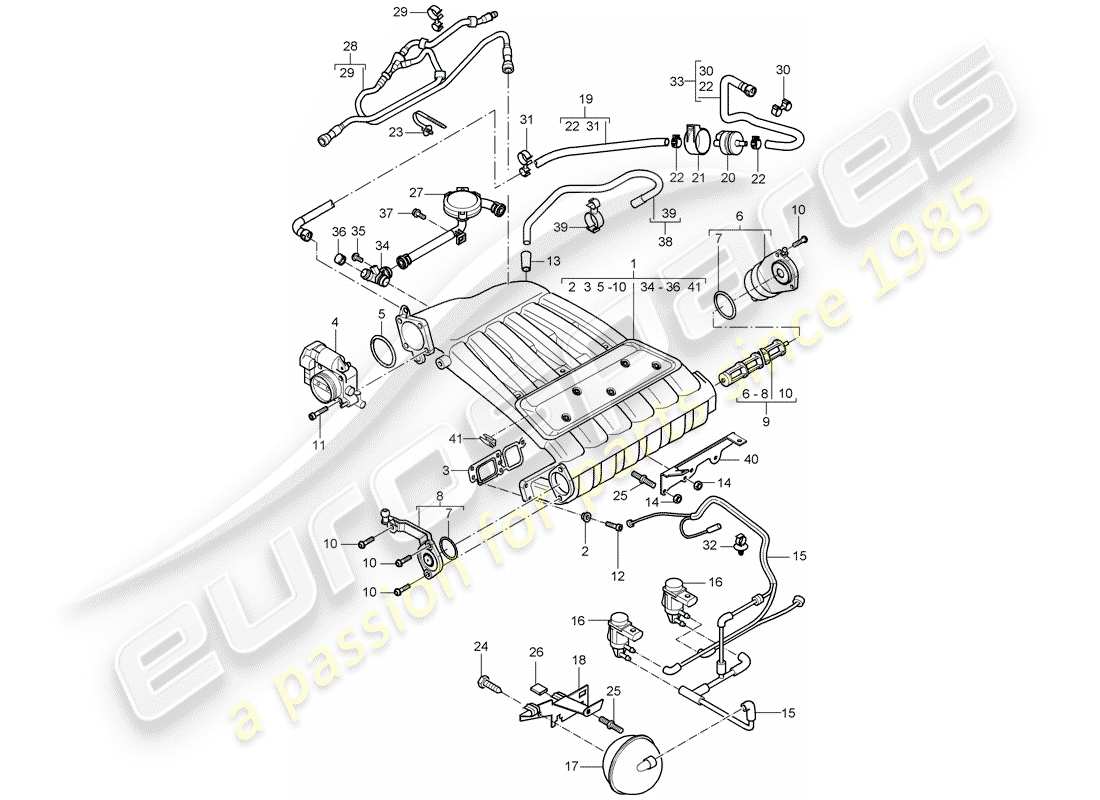 porsche cayenne (2003) intake manifold part diagram