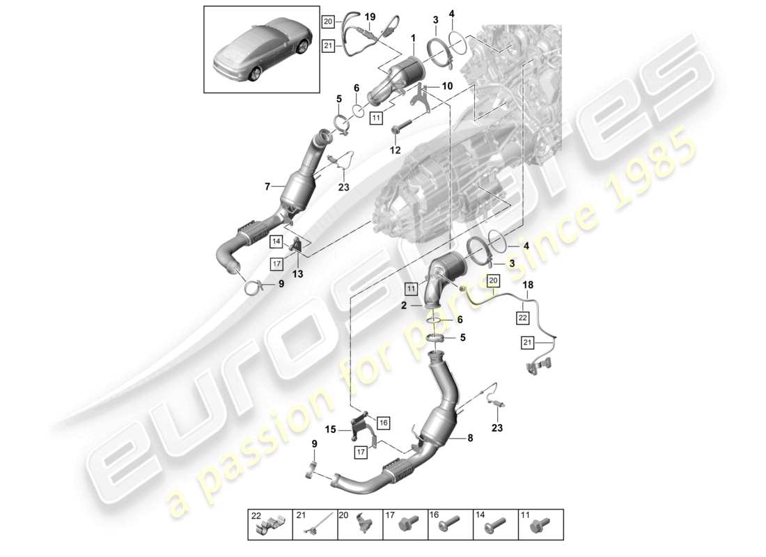 porsche 2018 (panamera 971-1) exhaust system catalytic converter lambda probe d - 17.06.2019>> part diagram