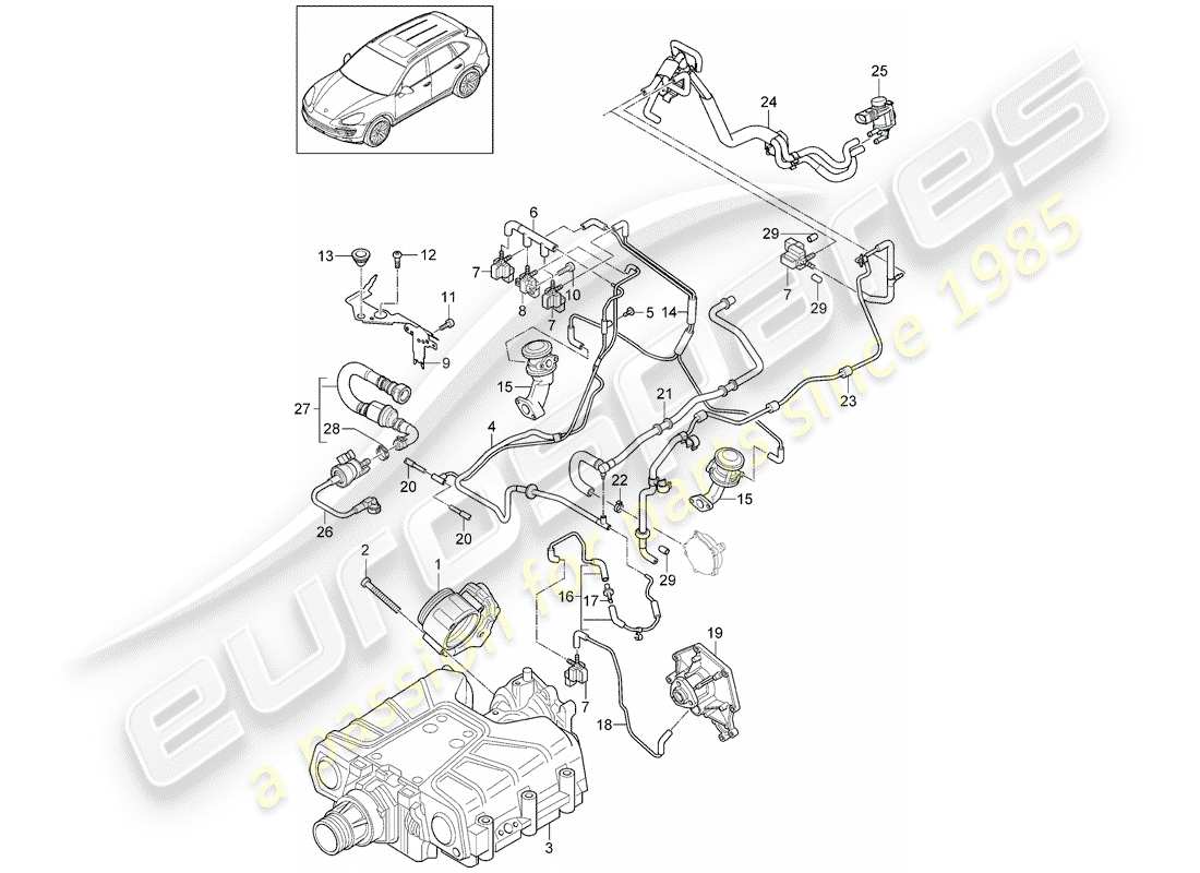 porsche 2013 (cayenne e2 92a) throttle body part diagram
