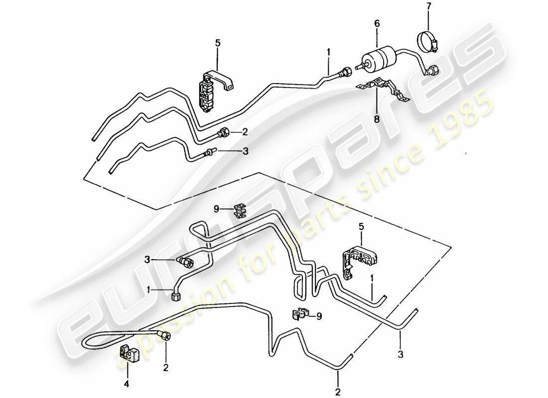 porsche 2005 (996) fuel line - fuel supply system part diagram