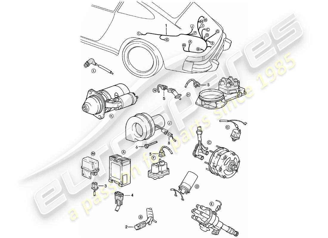 porsche 1980 (911) wiring harnesses - engine part diagram