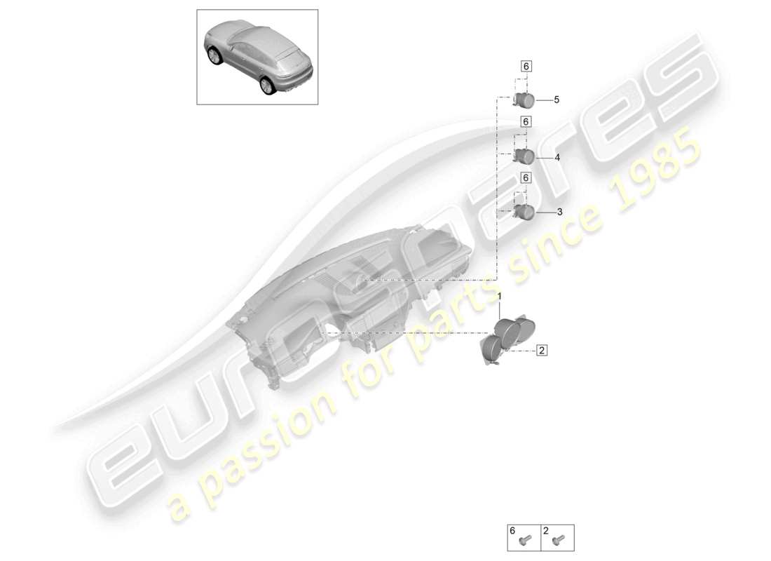 porsche 2019 (macan) combi-instrument dial carmine red carrera red white mojave stopwatch part diagram
