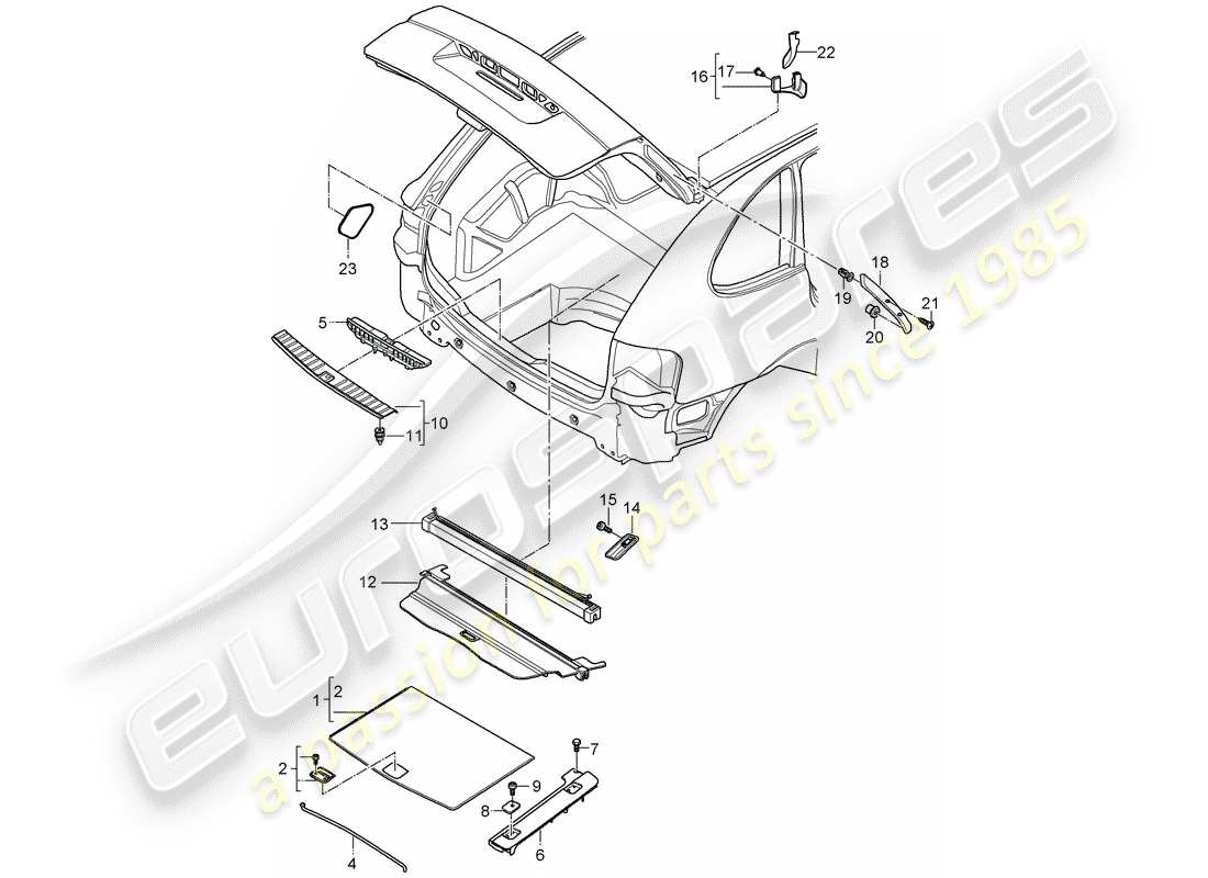 porsche 2008 (cayenne e1 9pa) trims part diagram