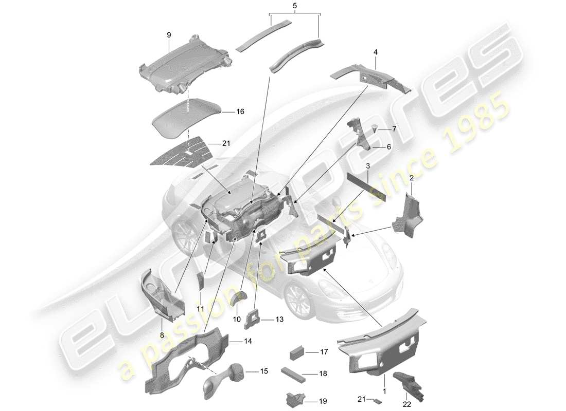 porsche 2012 (981 boxster) body shell parts diagram