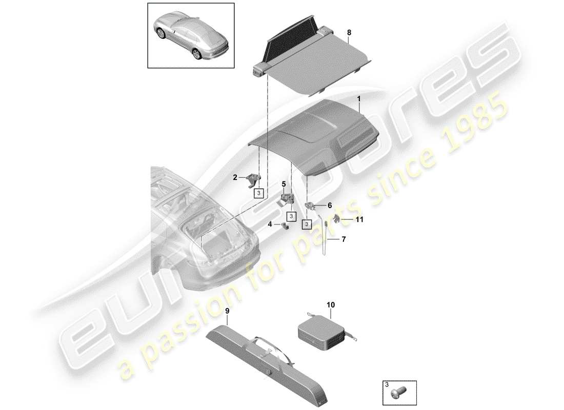 porsche 2019 (panamera 971-1) cover part diagram