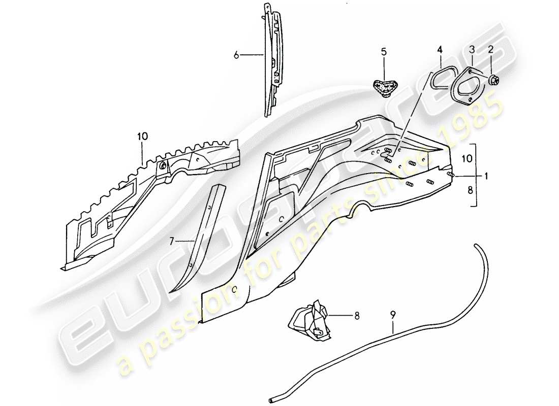 porsche 1995 (993) wheel housing part diagram