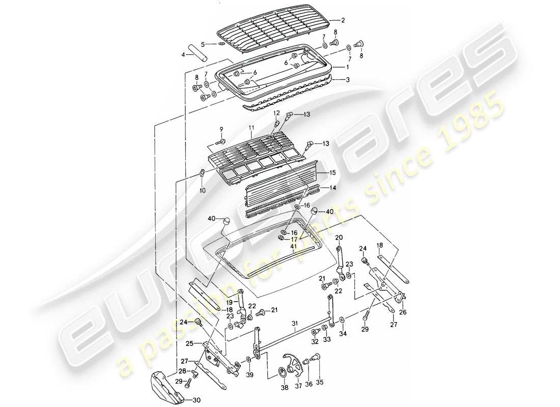 porsche 1995 (993) rear spoiler part diagram