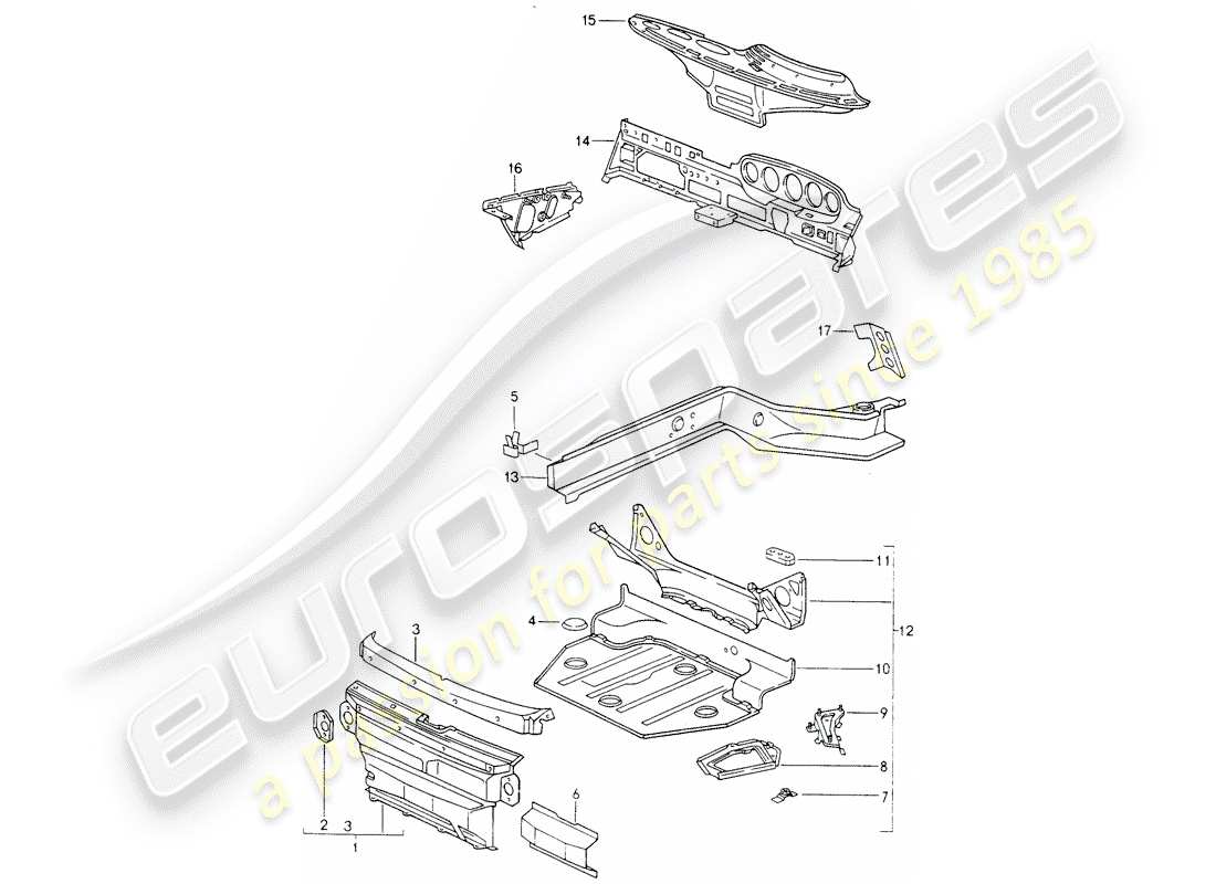porsche 1997 (993) frame part diagram