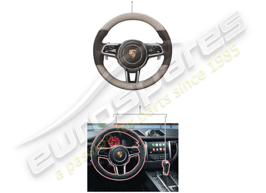 porsche tequipment macan (2017) steering wheel part diagram