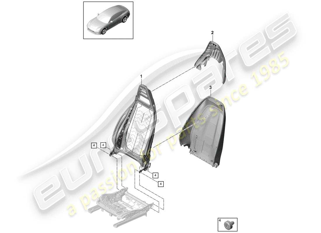 porsche 2019 (panamera 971-1) frame - backrest part diagram