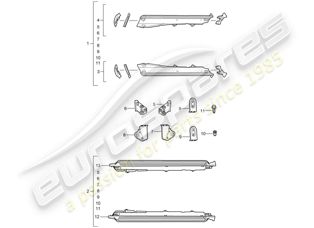 porsche 2005 (tequipment cayenne) side member trim part diagram