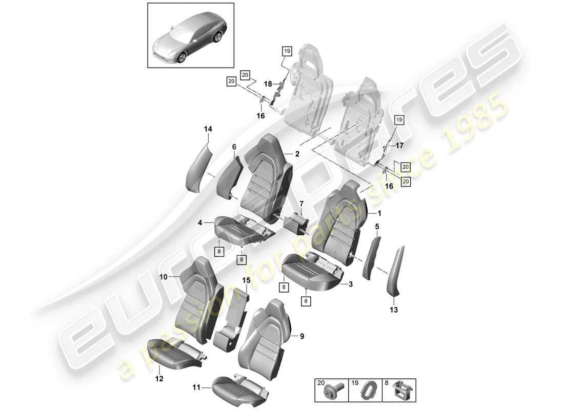 porsche 2018 (panamera 971-1) seat part diagram