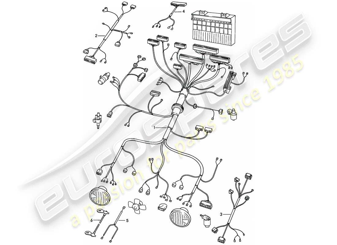 porsche 1988 (924s) wiring harnesses - engine bay part diagram