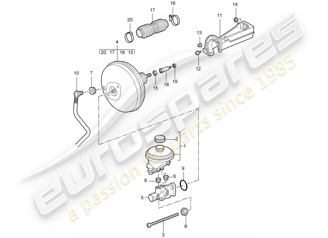 porsche 2008 (997-1 turbo / gt2) brake master cylinder part diagram