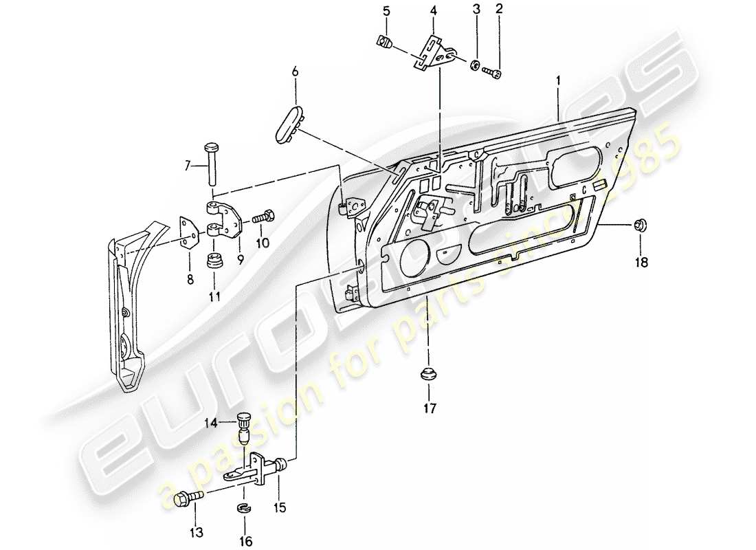 porsche 1998 (993) door shell parts diagram