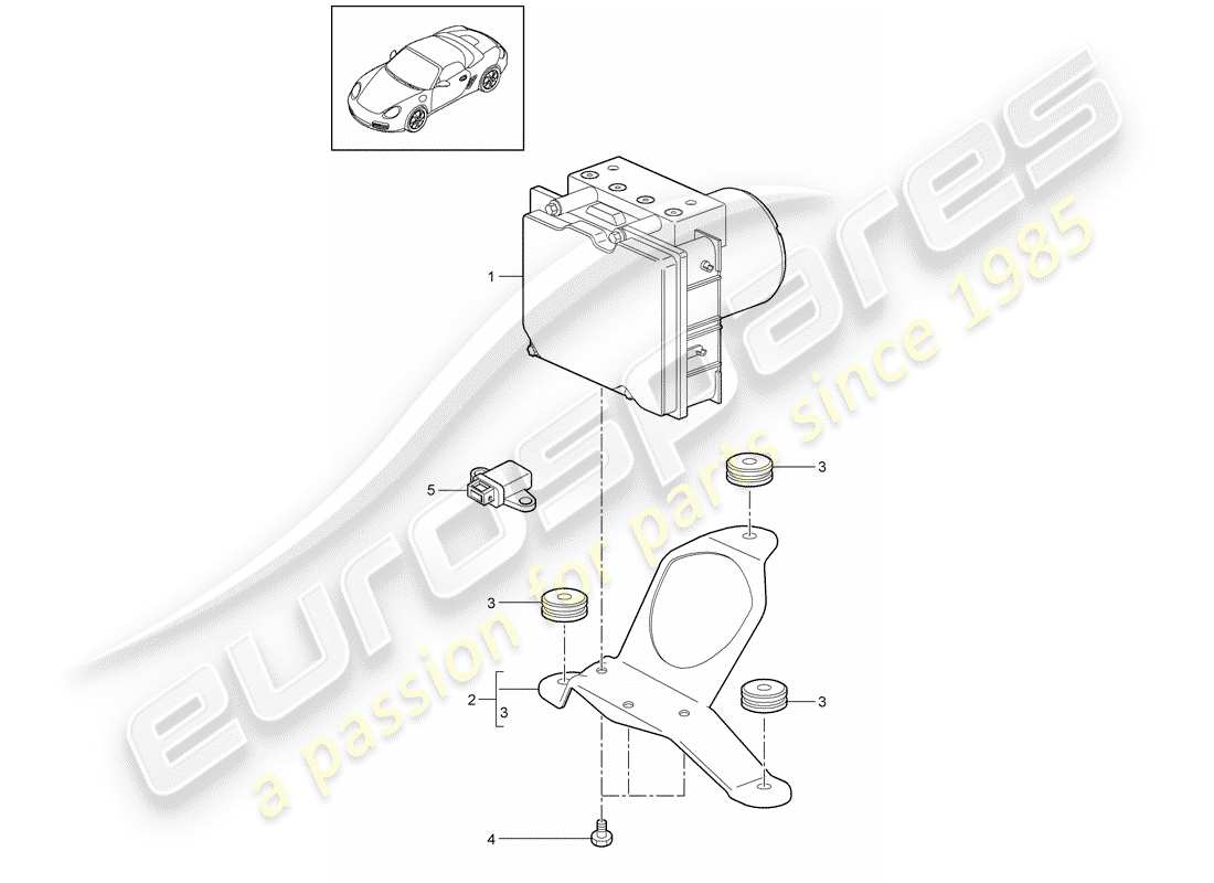 porsche 2009 (987 boxster) hydraulic unit part diagram