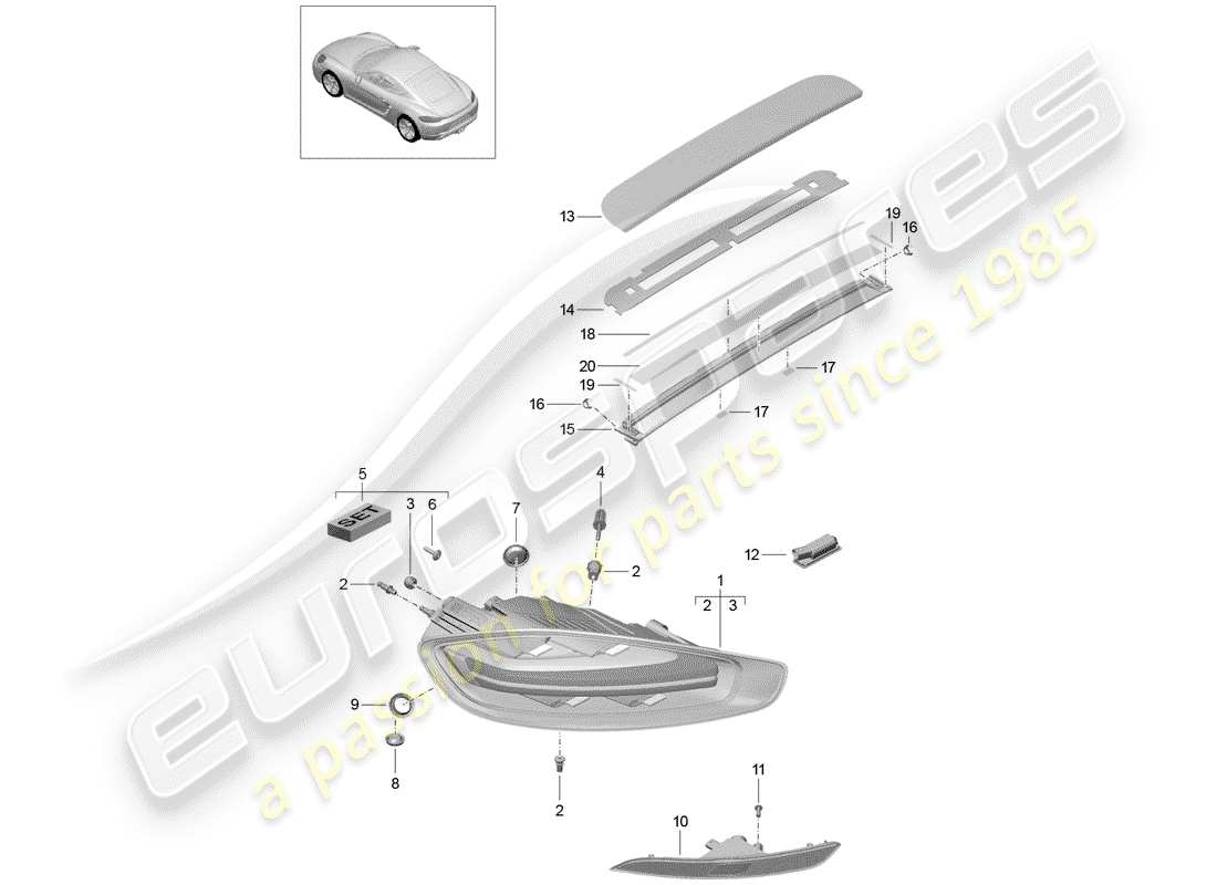 porsche 718 cayman (2020) rear light parts diagram
