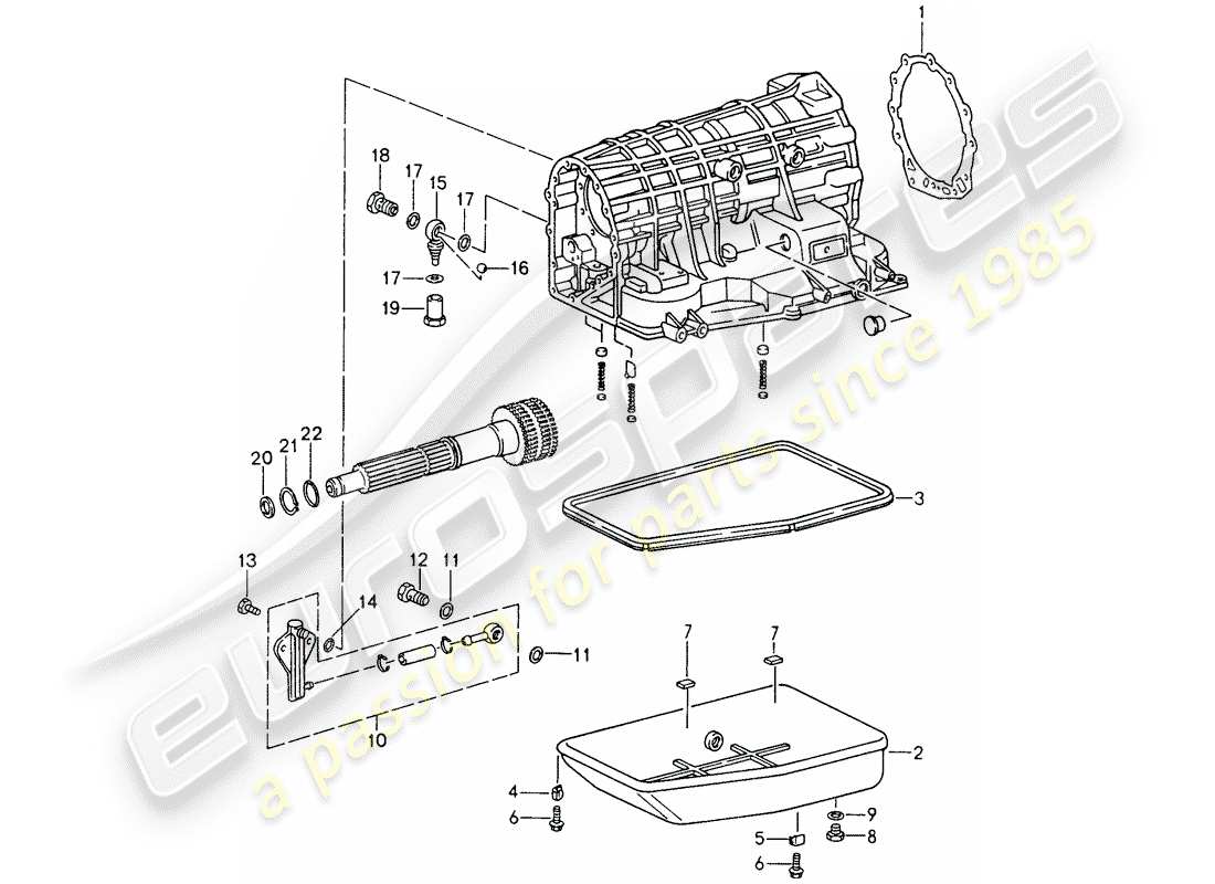 porsche 993 (1997) tiptronic - transmission case - oil pan part diagram