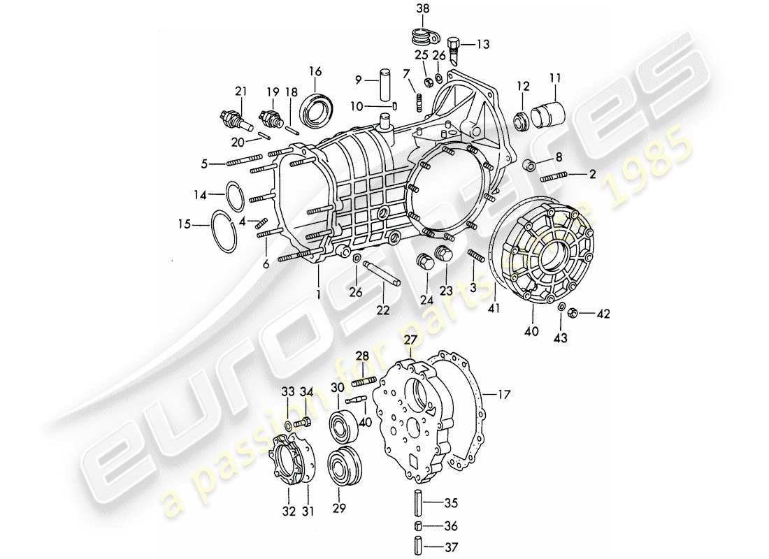 porsche 1970 (911) transmission case - sportomatic - typ 925 - d - mj 1972>> part diagram