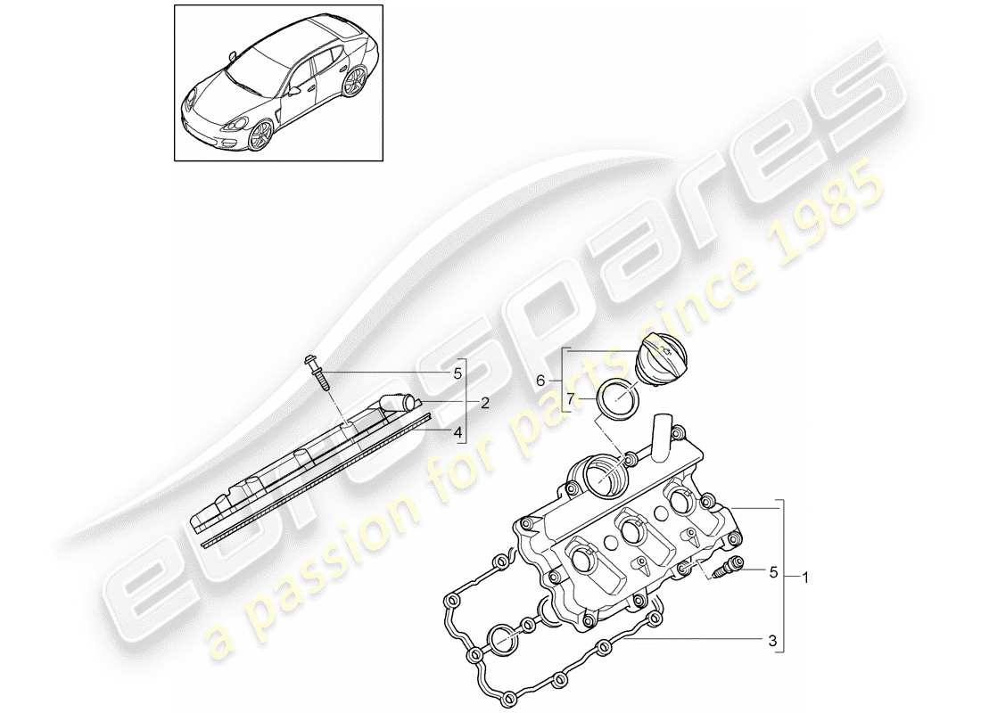 porsche 2014 (panamera 970) valve cover part diagram